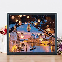 Tranh sơn dầu số hóa - tranh tô màu theo số- khung gỗ 40x50 Mẫu 117