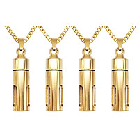 4pcs Golden Glass Tube Container Cylinder Urn Memorial Pendant Memorial Necklace