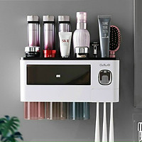 KỆ ĐỂ KEM ĐÁNH RĂNG VÀ BÀN CHẢI THÔNG MINH 3 CỐC CÓ NHẢ KEM ĐÁNH RĂNG TỰ ĐỘNG KÈM CỐC HÚT TỪ TÍNH