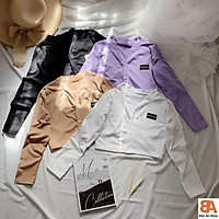 Áo tay dài cổ V phối cúc chất vải thun 4 chiều Free Size dưới 53kg dành cho nữ cá tính sexy năng động