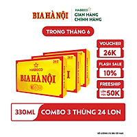 Combo 3 Thùng Bia Hà Nội - Thùng 24 lon 330ml