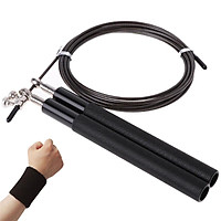 Dây nhảy dây tay nắm thép cao cấp chắc chắn, dây nhảy thể lực hợp kim siêu bền KX-190 (tặng băng tay thể thao màu ngẫu nhiên)