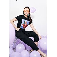 T-SHIRT ĐEN PRINTED BLUE GIRL