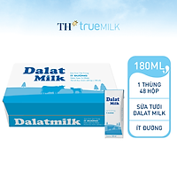 Thùng 48 hộp sữa tươi tiệt trùng ít đường Dalatmilk 180ml (180ml x 48)