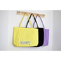 Túi tote vải canvas phom đứng đựng giấy A4 in chữ HONEY thời trang COVI nhiều màu sắc T19