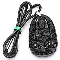 Dây Chuyền Mặt Phật - Thiên Thủ Thiên Nhãn - Thạch Anh Đen 6cm DETES8 - Tuổi Tý
