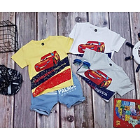 SÉT ÁO THUN BÉ TRAI IN HÌNH XE HƠI PHỐI QUẦN JEAN
