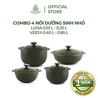 Bộ 4 nồi sứ dưỡng sinh Minh Long (0.35L/0.55L - 0.4L/0.85L) - Hàng Chính Hãng