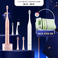 Box Chải Sạch Răng Xinh (2 x Combo bàn chải điện và 2 x Bộ 2 đầu bàn chải Halio Sonic Whitening Electric Toothbrush PRO)