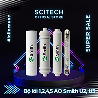 Bộ lõi máy lọc nước AO Smith AR75-U2/AR600-U3 kèm co nối Scitech cho lõi nối nhanh - Hàng chính hãng