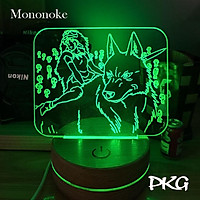 Đèn Ngủ Led 3D MONONOKE nhân vật Anime phát sáng 16 màu cảm ứng có điều khiển từ xa