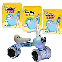 Combo 3 gói tã quần Unidry M60 tặng xe chòi chân con ong phát đèn nhạc VBCare 052