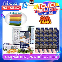 5 Hộp = 20 gói Thuốc nhuộm tóc LETMIMO Nâu đen 2N và Quà tặng 5 khăn mặt bestke 48*28cm