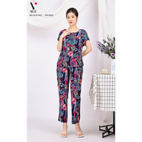 Bộ đồ nữ mặc nhà trung niên cho các bà, các mẹ - Bộ đồ ngủ Tole (lanh) - Bộ mặc nhà trung niên vải lanh (tole) Vicci BGD.082, thiết kế áo cộc tay phối quần dài in hoạ tiết (Màu 1-2-4)
