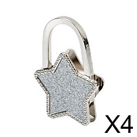 4xUnisex Table Star Foldable Purse Bag Hanger Handbag Hook Holder Silver