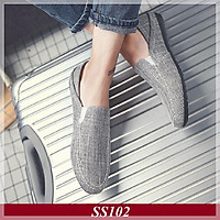 Giày lười nam Giày Nam Shop giày nam Giày đẹp Giày Vải Màu Xám Đậm SS102