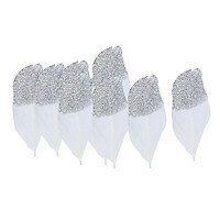 10X White and Silver Beautiful Goose Feathers for DIY Party Craft Decoration