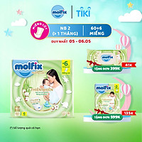 Miếng lót sơ sinh Molfix Thiên nhiên Super Jumbo Newborn 2 (trên 1 tháng tuổi) - Gói 60+6 miếng