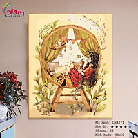 Tranh tô màu số hóa Gam treo tường trang trí cô bé đọc sách thư giãn CN4271