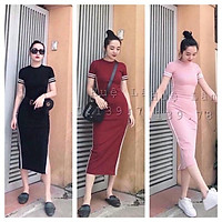 Váy Body Thể Thao Phối Viền Xẻ Đùi - 3 Màu Cá Tính