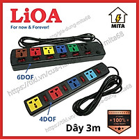 Ổ cắm điện LiOA đa năng - Ổ on/off 4 lỗ, 6 lỗ mỗi ổ 1 công tắc dây dài 3m