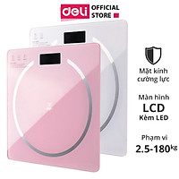 Cân điện tử sức khỏe Deli - tải trọng lên tới 180kg - Trắng/ Hồng - 86101