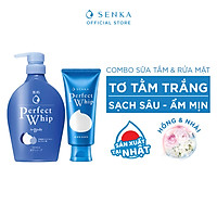 Combo Sữa tắm dưỡng ẩm Senka Perfect Whip 500ml và Sữa rửa mặt sạch ẩm mịn tự nhiên với bọt tơ tằm trắng Perfect Whip 120g
