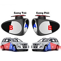 Gương cầu lồi 2 mặt xóa điểm mù xoay 360 độ quan sát 2 bánh xe trước sau, dán lên kính chiếu hậu trái/phải của xe ô tô 