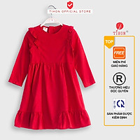 Váy Thu Bé Gái TIHON Dài Tay Màu Đỏ Xinh Xắn VT071129D