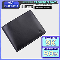 Bóp ví nam da bò thật 4U nhiều ngăn đựng tiền và thẻ tiện dụng F108 (Đen - Nâu)