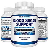 Blood Sugar Support Supplement - 20 Herbs & Multivitamin for Blood Sugar Control with Alpha Lipoic Acid & Cinnamon - 120 Pills - Arazo Nutrition