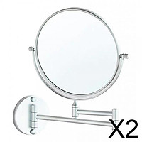 2xDouble Sided Wall Mount 3X Magnifying Cosmetic Shaving Swivel Mirror Matte