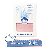 Khăn sữa cho bé Lovingbaby-Siêu thấm hút-Mềm mịn-An toàn cho da bé_set 1 khăn 77x77cm và 3 khăn 30x30cm