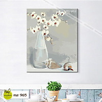 Tranh tô màu 40x50cm có khung Bình Lan Trắng 1 T965