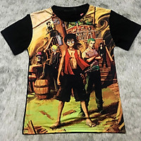 Áo One Piece Băng Hải Tặc Mũ Rơm, Áo thun One Piece 3D Đen