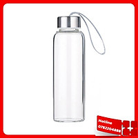 Bình Thủy Tinh Cao Cấp, Dung Tích 500Ml Nắp Bạc Có Dây Xách Siêu Tiện Lợi - Loại Tốt