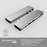 7-in-2 Hub for MacBook Pro Line Concentration Data Converter with Dual USB Type-C Port One Lighgning Port SD TF Card Slot Support Plug and Play