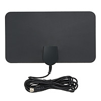 Indoor Digital TV Antenna HD Signal Flat Panel UHF FM HDTV Antenna Signal Receiver Black
