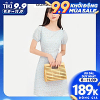 Đầm dáng xòe họa tiết cổ tròn GUMAC DB795