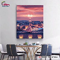 Trang trang trí sơn dầu tự tô Gam cô gái bên tháp Eiffel CN4322