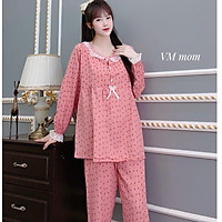 Bộ đồ bầu - bộ sau sinh DÀI TAY đẹp giá rẻ cho mẹ bầu và sau sinh ở cữ chất ĐŨI có khóa ti t.lợi