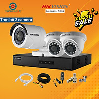 Trọn Bộ Camera Quan Sát 3 Mắt Hikvision 2.0MP Full HD đầy đủ phụ kiện - Hàng chính hãng