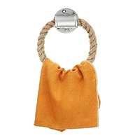 Industrial Steampunk Towel Holder Iron Pipe and Jute Rope Urban Designer Rail