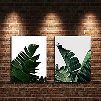 Miico Hand Painted Combination Decorative Paintings Botanic Leaves Paintings Wall Art For Home Decor