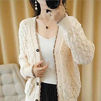 Áo khoác len dáng ngắn, áo cardigan len đóng cúc phối ren mẫu mới thu đông AK02