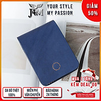 Ví sen 3, da bò thật, ví mini cầm tay J4M cho nam và nữ đựng tiền và thẻ, bh 24 tháng 1 đổi 1