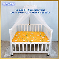 Giường Cũi - Nôi Cũi Cho Bé Từ Sơ Sinh Đến 3-4 Tuổi - Chất Liệu Gỗ Quế Màu Trắng - Combo 5 Sản Phẩm