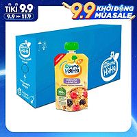 Thùng 12 Gói Trái cây nghiền vị táo, mâm xôi với Muesli Fruto Nyanya 130g