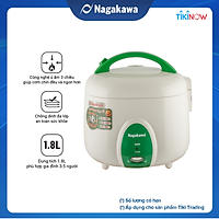 Nồi Cơm Điện Nắp Gài Nagakawa NAG0118 (1.8 Lít) - Hàng Chính Hãng