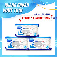 Combo 3 Gói Khăn ướt kháng khuẩn có cồn cao cấp iHomeda ( 80 Miếng/ Gói) - Combo 3 of iHomeda premium anti-bacteria alcohol wipes ( 80 sheets per packpage)